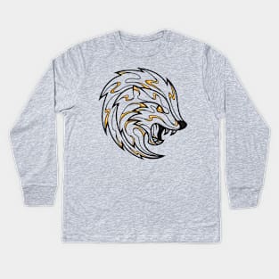 yellow and black loyal badger. line Kids Long Sleeve T-Shirt